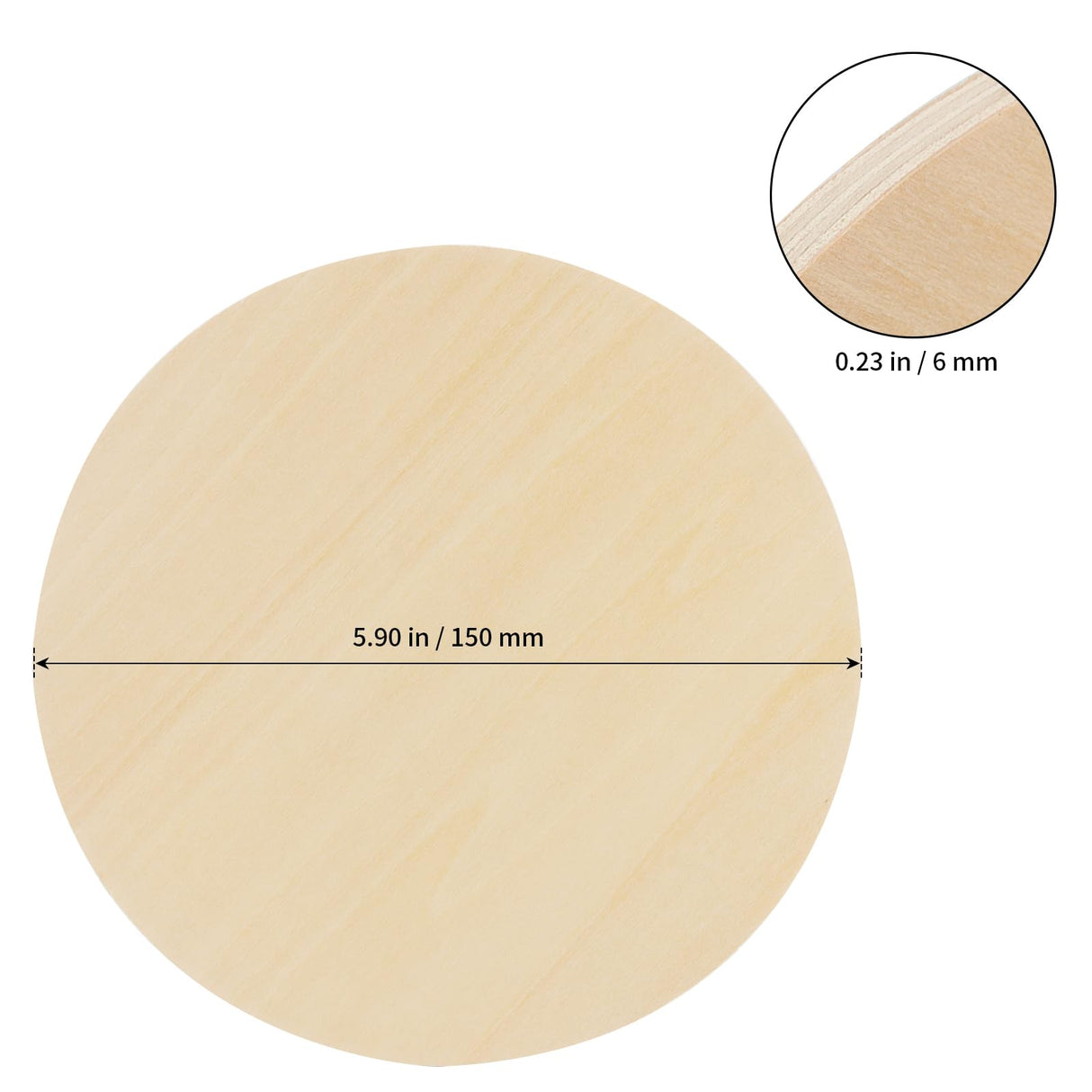 SHEUTSAN 24 PCS 6 x 6 Inch Blank Wood Circles, 1/4 Inch Thick Unfinished Wood Rounds Cutouts, Round Basswood Circles for Crafts Door Signs SHEUTSAN