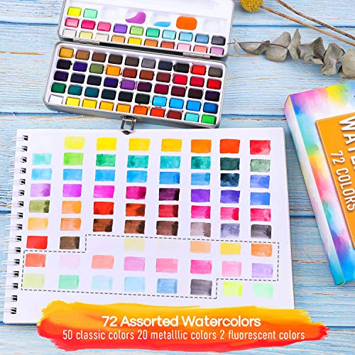 Dyvicl Watercolor Paper Pad and Watercolor Paint Set 72 Colors Dyvicl