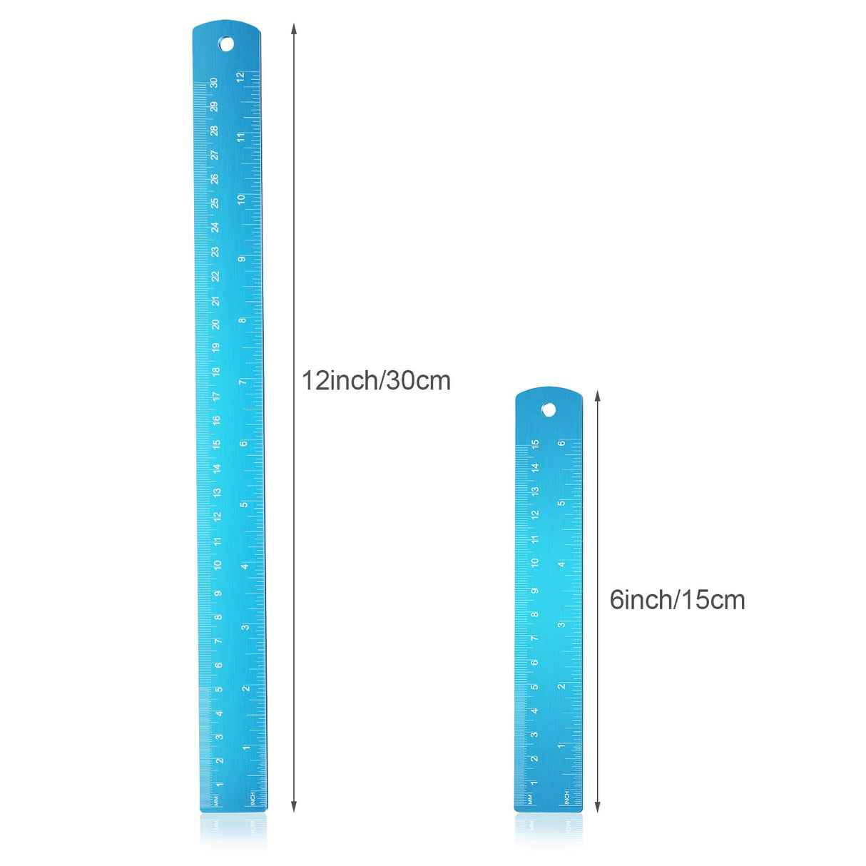 Stainless Steel Ruler and Metal Rule Kit with Conversion Table (Blue, 12 Inch, 6 Inch) EBOOT