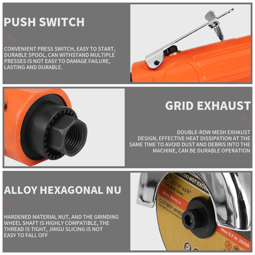 Air Cut Off Tool with 5Pcs 3-inch Cut-Off Wheels, Pneumatic Metal Sheet Cutting Tool, Heavy Duty Air Cutter Cut off Tool Baisiky