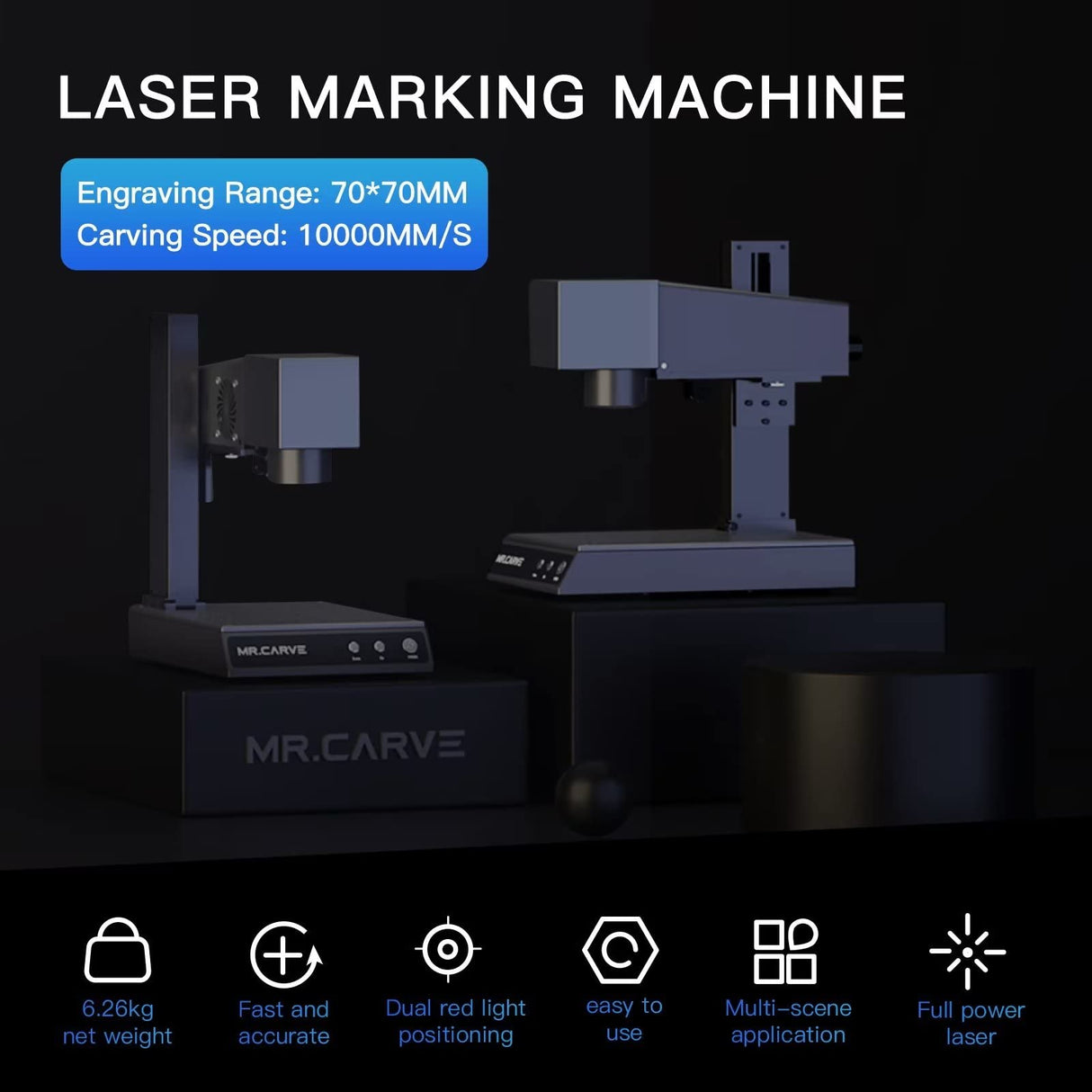 FONLAND M1 Pro Fiber Laser Marking Machine with Rotary, Portable Laser Engraver Engraving Machine with Protective Goggles for All-Metals, Jewelry, FONLAND