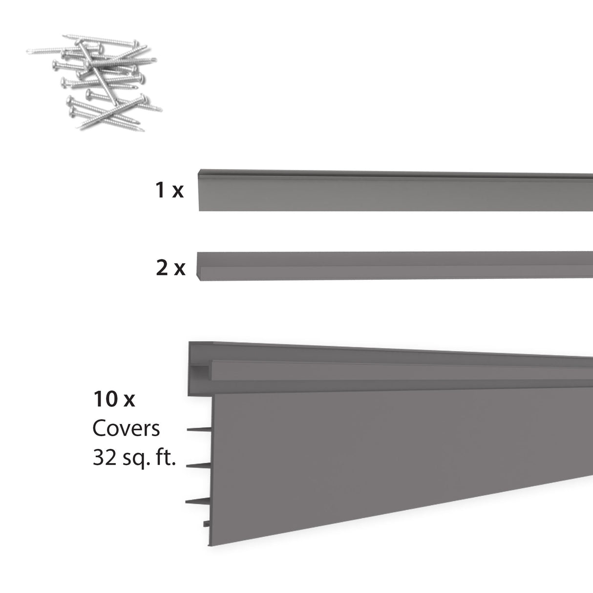 Proslat 88107 Heavy Duty PVC Slatwall Garage Organizer, 8-Feet by 4-Feet Section, 10 Panels, Light Grey PROSLAT