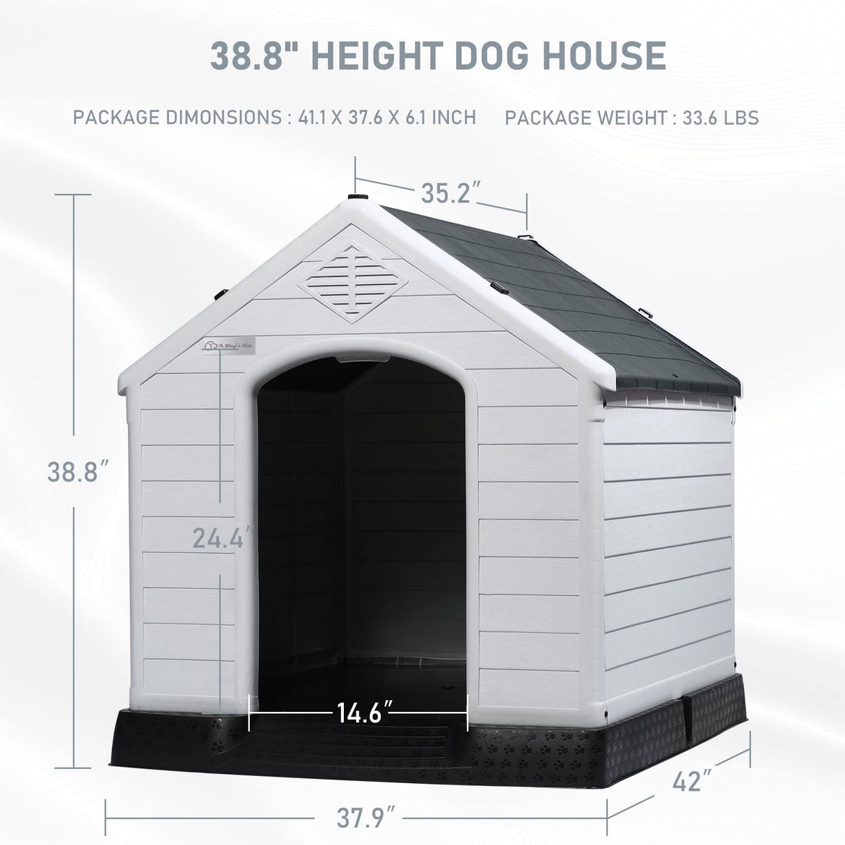 LEMBERI Durable Waterproof Plastic Dog House for Small to Large Sized Dogs, Indoor Outdoor Doghouse Puppy Shelter with Elevated Floor, Easy to LEMBERI