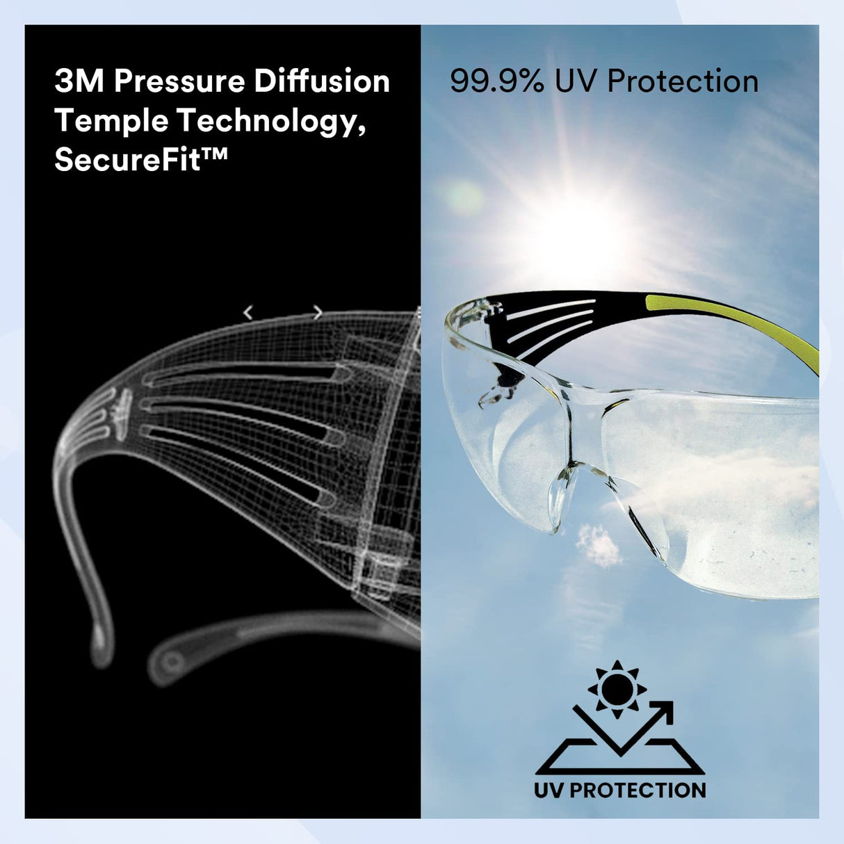 3M SF401AF SecureFit 400 Series Protective Eyewear, Clear Lens, Anti-Fog 3M