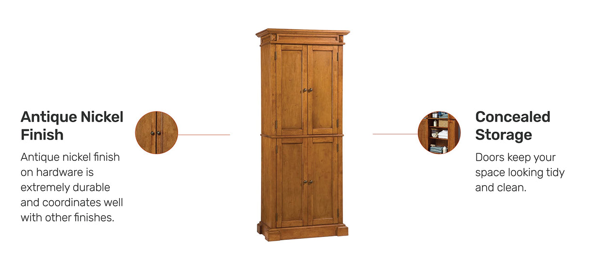 Homestyles Storage Pantry with Drawer and Adjustable Shelves 72 Inches High by 30 Inches Wide Distressed Oak homestyles