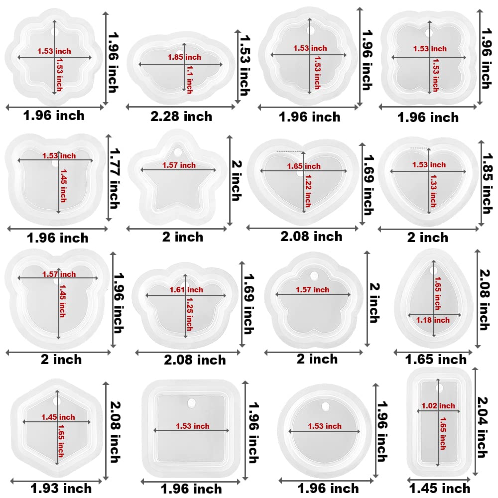 RESINWORLD Multi-Functional Small Silicone Molds Set for Resin + 16pcs Variety Geometric Pendant Silicone Molds with Hanging Hole ResinWorld