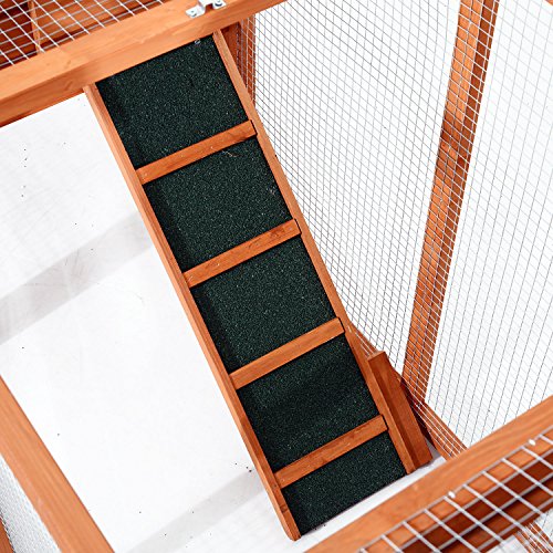 PawHut Dual Wooden Chicken Coop with Garden Bed, Large Outdoor Hen House with Nesting Boxes Removable Trays, Ramps Run, for Garden Backyard, 123" x PawHut