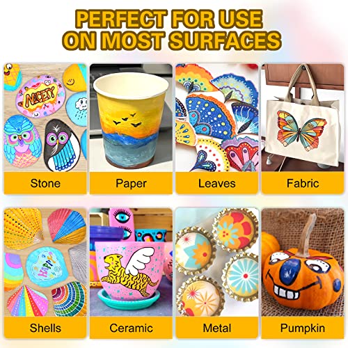 NICETY 72 Colors Acrylic Paint Pens Paint Markers, Extra Fine Tip Point Acrylic Paint Pens for Rock Painting, Canvas, Wood, Ceramic, Glass, Stone, NICETY