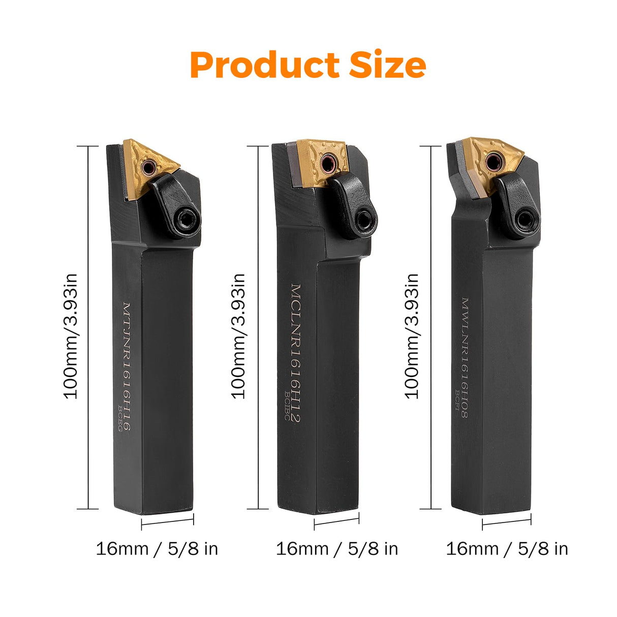 BEAMNOVA 3PCS 5/8" CNC Metal Indexable Lathe Tools Sets Holder MTJNR1616H16, MWLNR1616H08, MCLNR1616H12 Blades WNMG431, CNMG431, TNMG331 BEAMNOVA