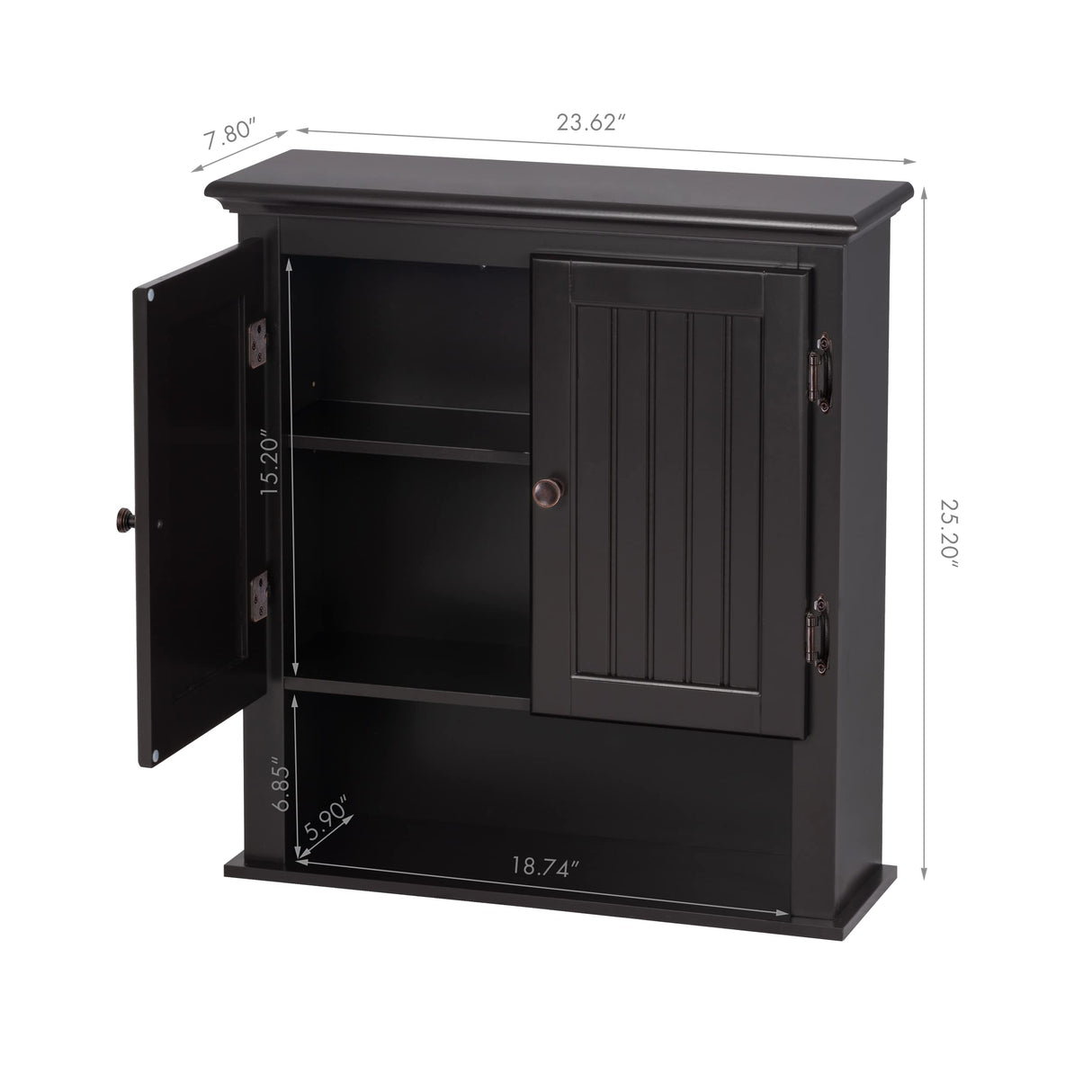 UTEX Bathroom Cabinet Wall Mounted, Wood Hanging Cabinet, Wall Cabinets with Doors and Shelves Over The Toilet for Bathroom,Espresso UTEX