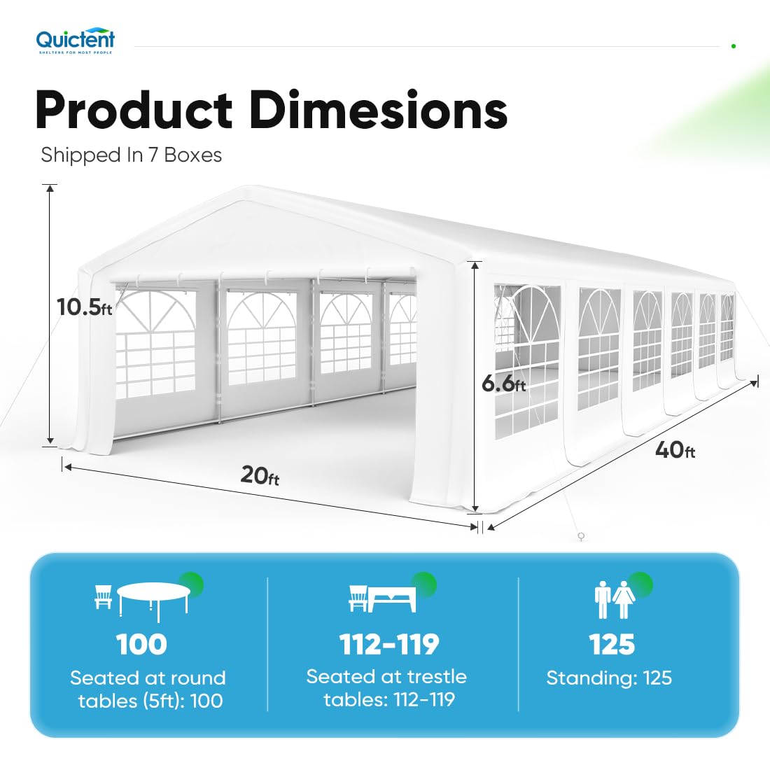 Quictent 20x40 Party Tent Heavy Duty Upgraded Galvanized Gazebo Wedding Canopy Big Tents Carport Event Shelter with Carry Bags Quictent