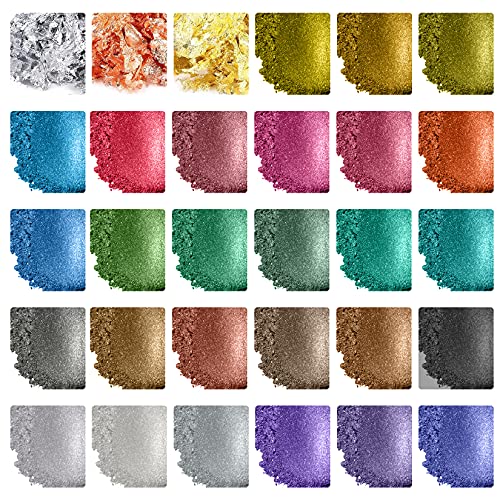 Mica Powder - 30 Pearlescent Epoxy Resin Color Pigments Set- Natural Cosmetic Grade Pigment for Soap Dye, Lip Gloss, Nail Polish, Makeup, Epoxy SigWong