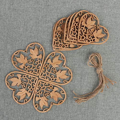 Healifty 10Pcs Heart Wooden Pieces Unfinished Wood Slices Discs Cutouts Shapes Love Birds Confetti for Crafts Embellishments Rustic Wedding Table Healifty