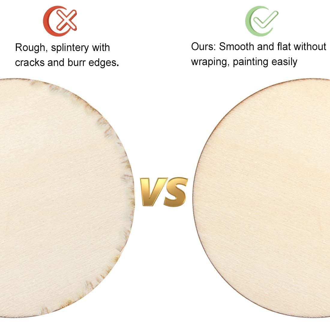 Blisstime 36 PCS 3 Inch Unfinished Wood Circles Round Slices with Sanding Sponge Wood Drink Coasters for Painting, Writing, DIY Supplies, Engraving Blisstime