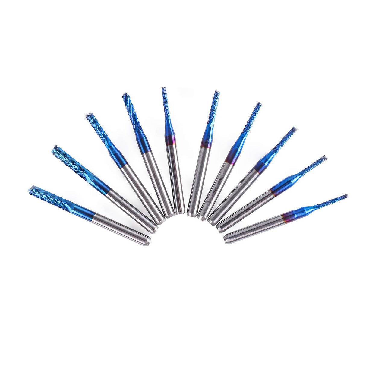 SainSmart Genmitsu 10Pcs Nano Blue Coat End Mill CNC Router Bits, 1.5-3.175mm, 1/8" Shank SainSmart