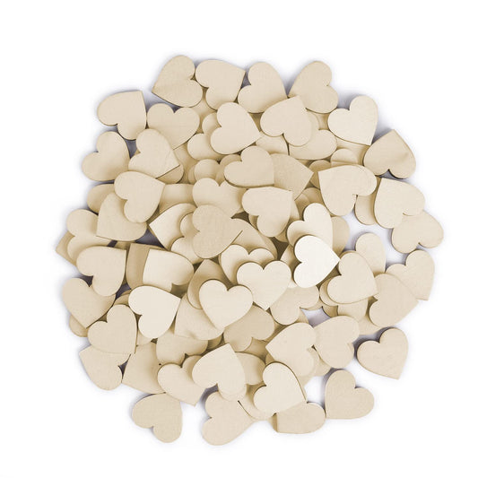 100Pcs 1" Wooden Hearts for Crafts, Small Wood Hearts Cutout Slices, DIY Unfinished Wooden Ornaments Embellishments, Heart Sign Tag for Valentine's