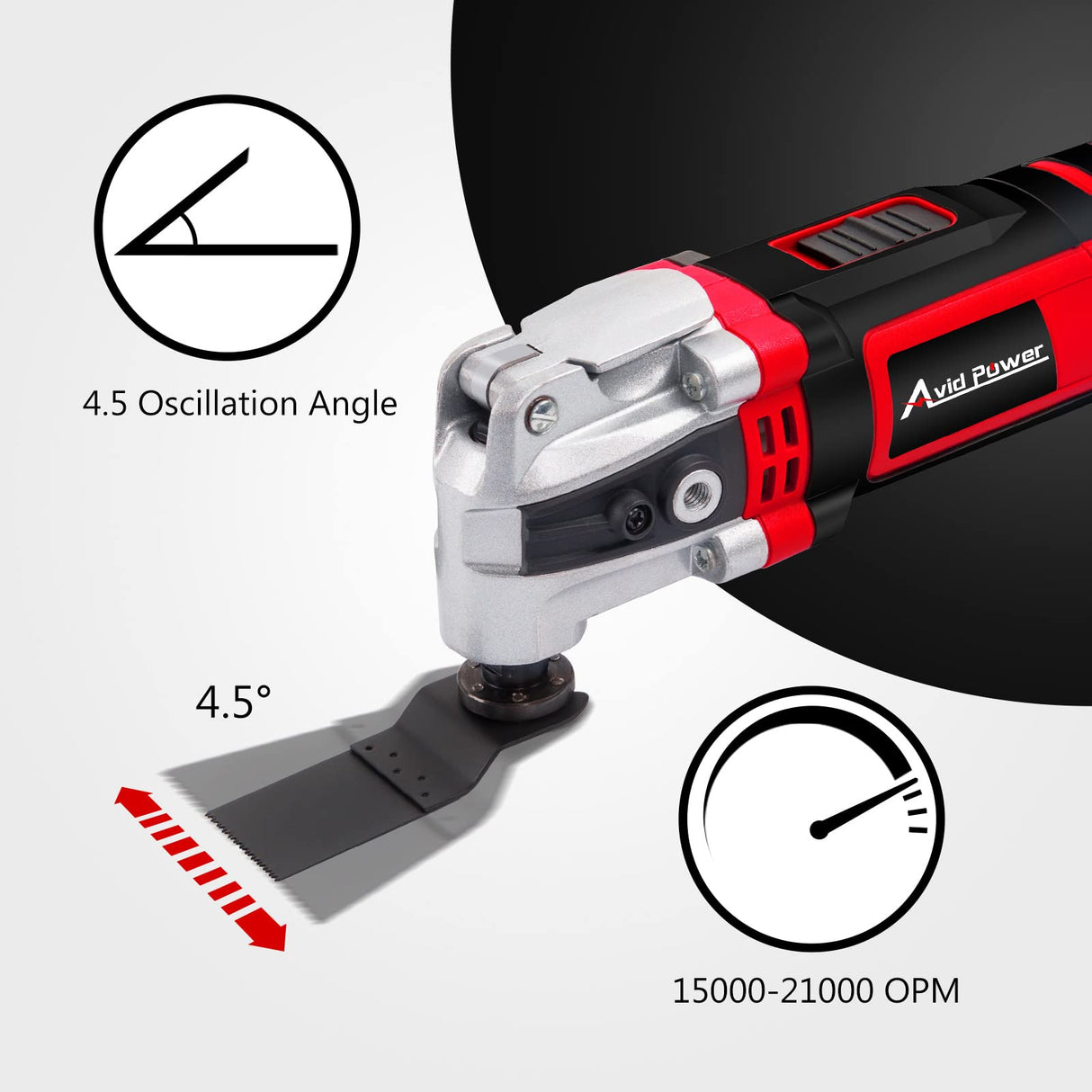 AVID POWER Oscillating Tool, 3.5-Amp Oscillating Multi Tool with 4.5° Oscillation Angle, 6 Variable Speeds and 13pcs Saw Accessories, Auxiliary AVID POWER