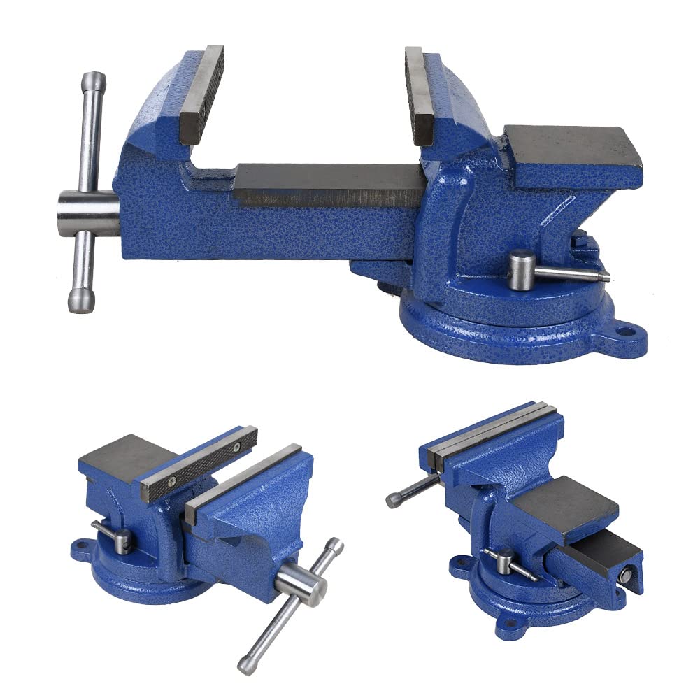 5" Heavy Duty Bench Vise with Anvil Swivel Table Top Clamp Locking Base Sanheshun