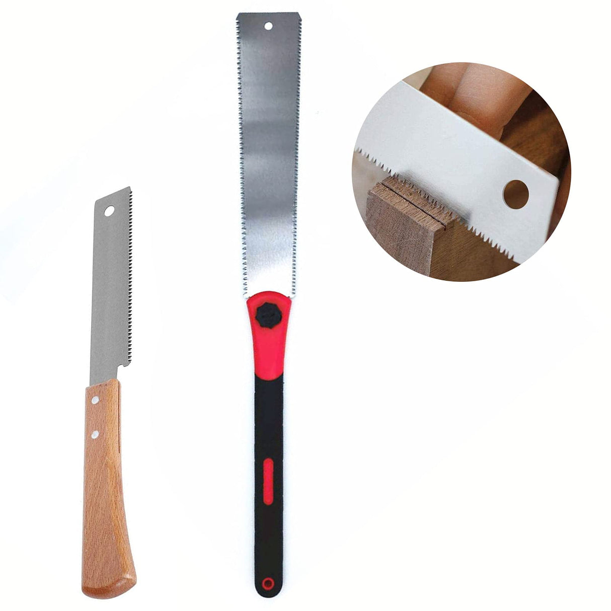 2pcs Hand Saw Set,12" Wood Saw, Flush Cut Saw and 26" Japanese Saw, Double Edge Japanese Saw,3-Edges Sharp Blade Ryoba Saw CDIYTOOL