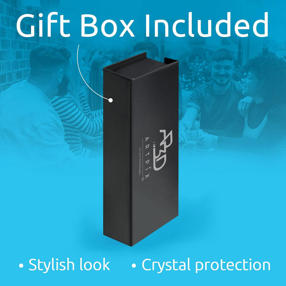 ArtPix 3D Personalized Necklace, 3D Laser Etched Photo Crystal, Engraved Rectangle Necklaces Accessories, Memorial Birthday Gifts for Mom Dad, Him ArtPix 3D