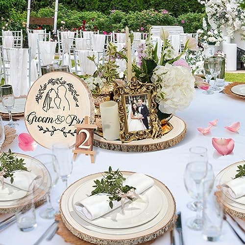 Wood Slices 6 Pack 9-10.5 Inch Large Wood Rounds Natural Wood Slices for Centerpieces,Wedding&BabyShower,Table Decorations,Crafts,DIY,Arts BeNiNat