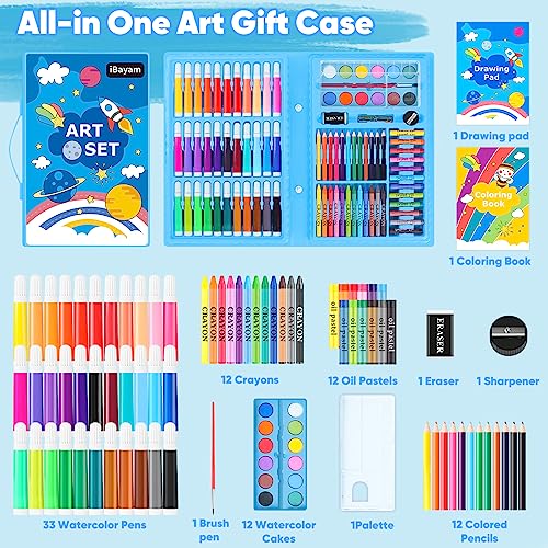 iBayam Art Supplies, 149-Pack Drawing Kit Painting Art Set Art Kits Gifts Box, Arts and Crafts for Kids Girls Boys, with Drawing Pad, Coloring Book, iBayam