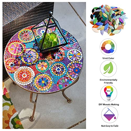 LITMIND 120 Pieces Leaf Iridescent Glass Mosaic Tiles for Crafts, Precut Rainbow Stained Glass Petals Kit, Mosaic Making Supplies, Stained Glass LITMIND