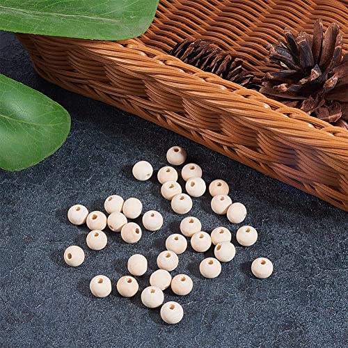 PH PandaHall 500pcs 10mm Wooden Beads, Natural Round Wood Beads Xmas Beads Unfinished Loose Beads Wood Ball Spacer Beads for Macrame Garland PH PandaHall
