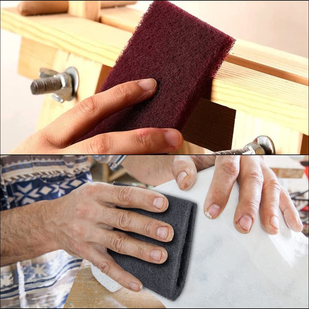 QZATTCAEN 8 Scuff Pad Variety Pack, 4 Each Maroon, Gray, Scuffing, Scouring, Sanding, Cleaning, Blending, Paint Surface Prep Adhesion - 6" x 9" QZATTCAEN