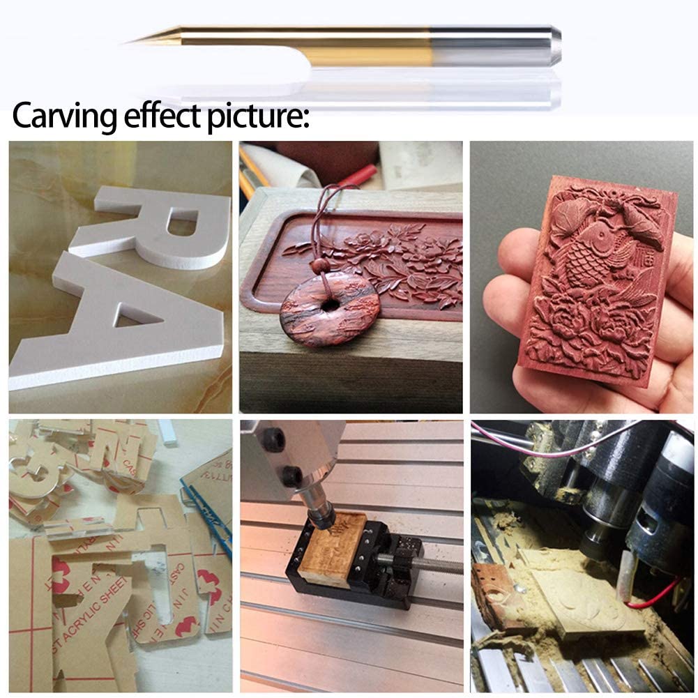 HUHAO 60 Degree V Groove Bit 0.2mm Tip 10PCS Carbide 3d Cnc Router Bit 1/8 Inch Shank Woodworking HUHAO