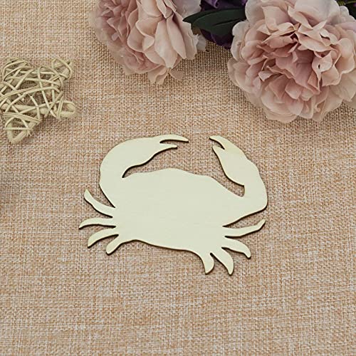 Creaides 20pcs Wooden Sea Animals DIY Crafts Cutouts Crab Shaped Wood Ornaments for DIY Projects Home Decoration Creaides