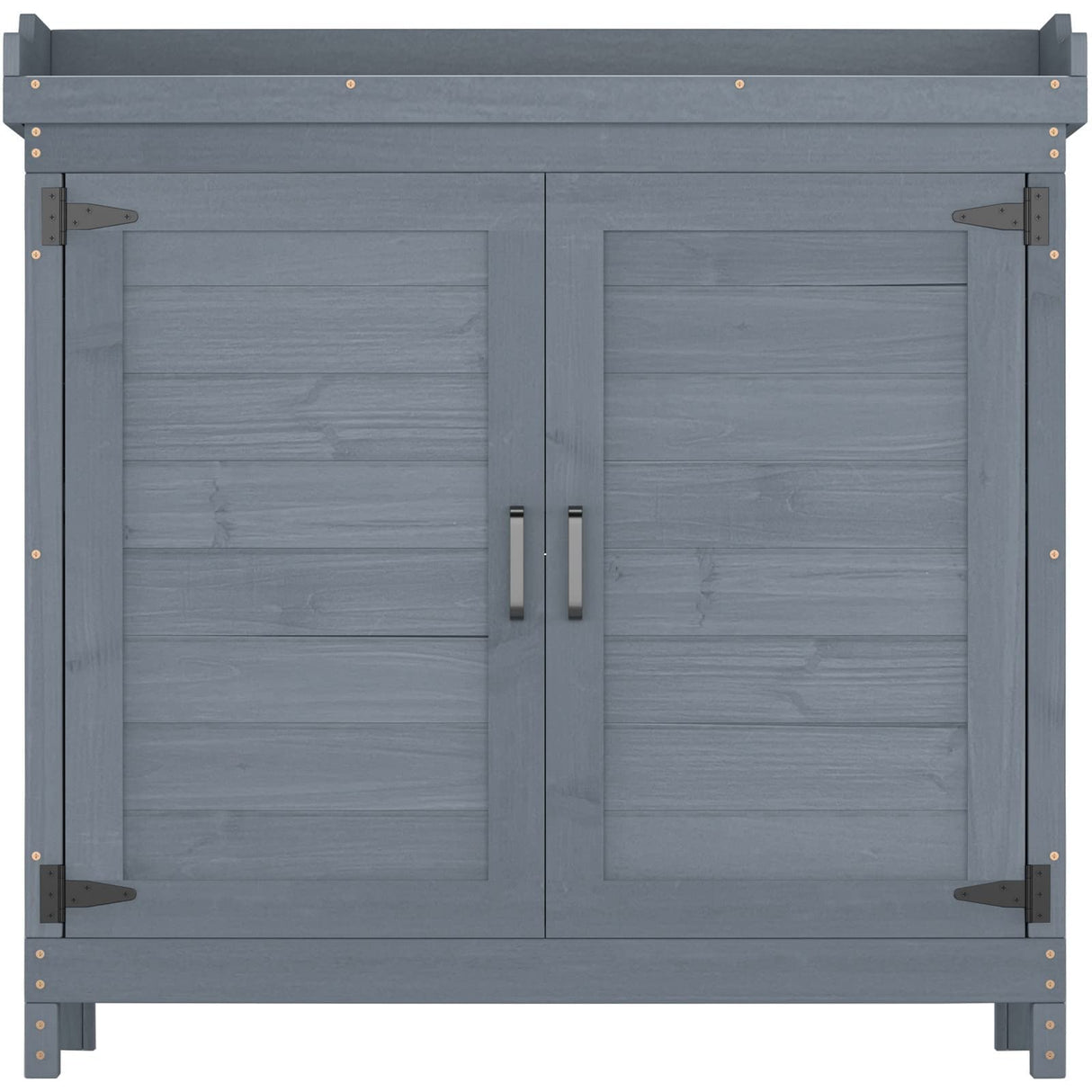 GOOD LIFE USA Outdoor Garden Patio Wooden Storage Cabinet Furniture Waterproof Tool Shed with Potting Benches Outdoor Work Station Table (Gray) GDLF