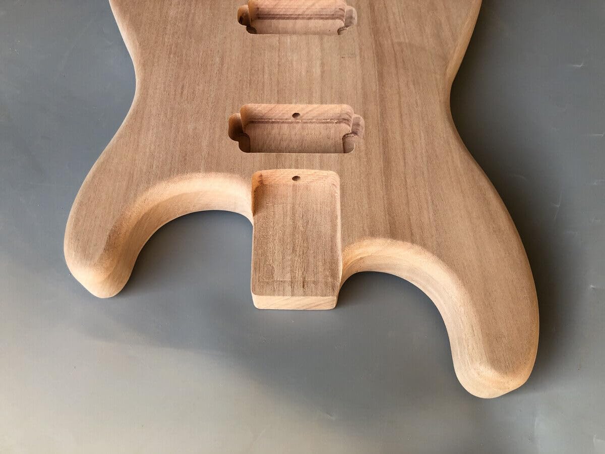 Electric Guitar Body Blank Mahogany wood Electric Guitar Body Unfinished DIY Project For ST Guitar body Replacement (Model 2) Generic