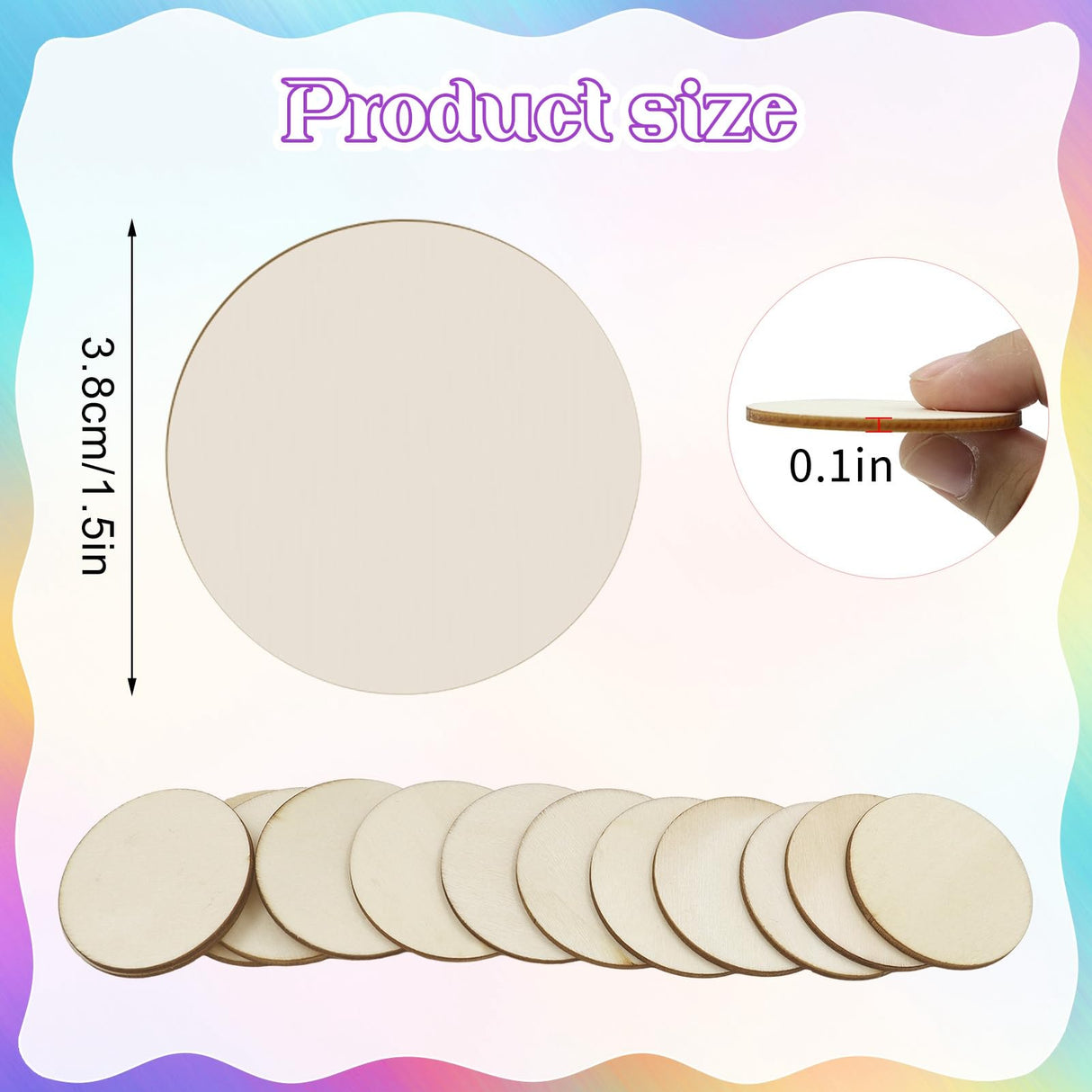 Jyongmer 100 Pieces Unfinished Wood Circle - 1.5 inch Round Disc Blank Natural Wooden Cutout Ornaments for Decoration DIY Craft Art Supplies, 0.11 Jyongmer