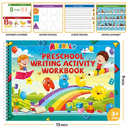 Handwriting Practice Book for Kids, Toddler Preschool Learning Activity for 3 4 5 Year Old, Kindergarten Educational Toys, Montessori Toys Learn ABERLLS