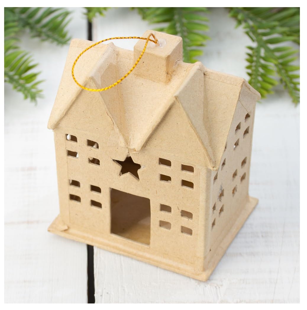 Factory Direct Craft Set of 4 Ready to Decorate Paper Mache Primitive Saltbox Ornaments - 2-1/4 Inches W x 5 Inches H Factory Direct Craft