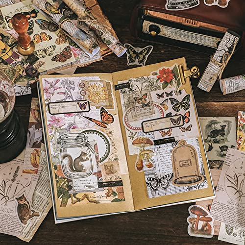 Knaid 200 Pieces Vintage Ephemera Pack Decoupage Paper Junk Journal Kit Scrapbook Planner Sticker Supplies for Art Journaling Bullet Journals Collage Knaid