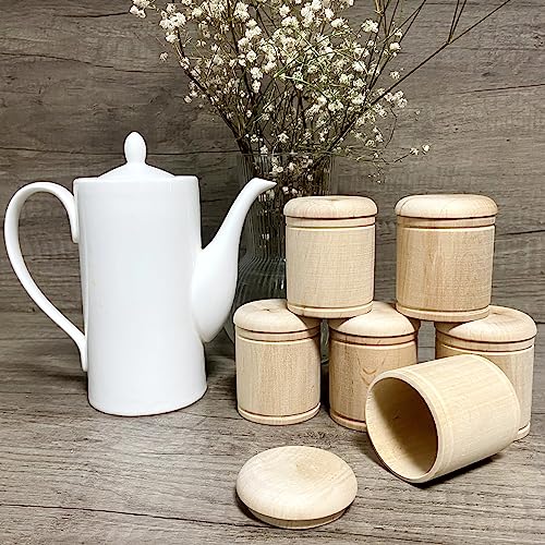 AEVVV Paintable Wooden Box with Lid 2''x2.8'' 10 pcs Storage Spice Containers Blank Trinket Box Jewelry Box Decorative Decoupage Boxes DIY Wood Ring AEVVV