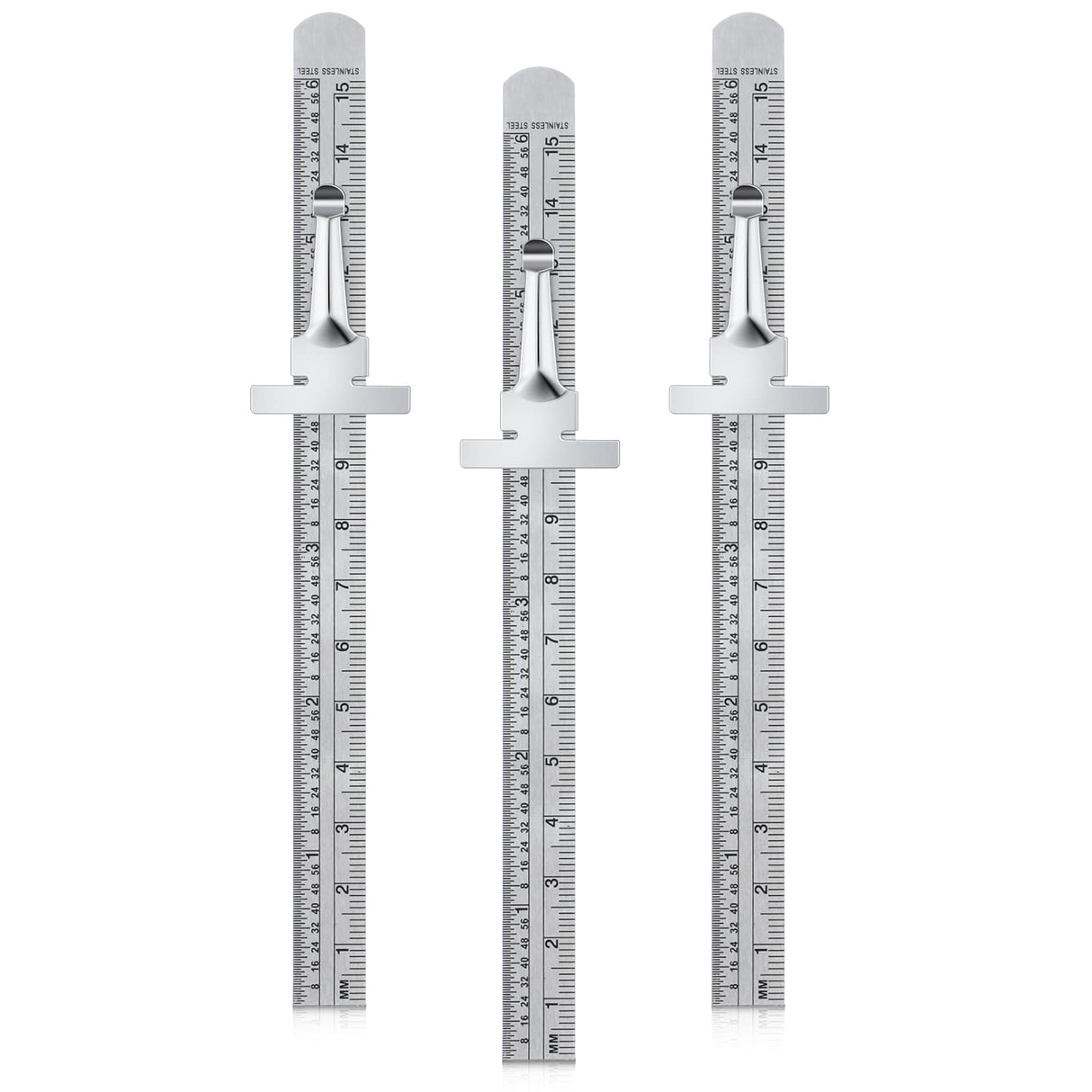 6 Inch 15 cm Pocket Ruler Flexible Precision Stainless Steel Ruler with Detachable Clips Stainless Steel Pocket Clip Scale Gauge Ruler Metric British Frienda