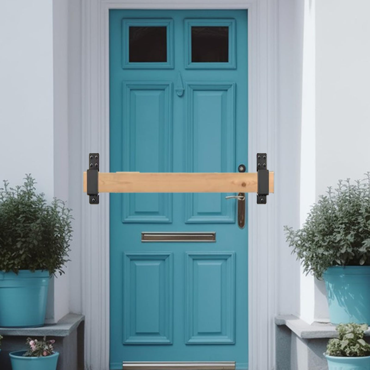 4 Pcs Door Barricade Brackets, Door Metal Bar Bracket for 2X4 Lumber Door Brace Security Bar as Home, Barn, Shed, Garage, Gate Security Door Tefola