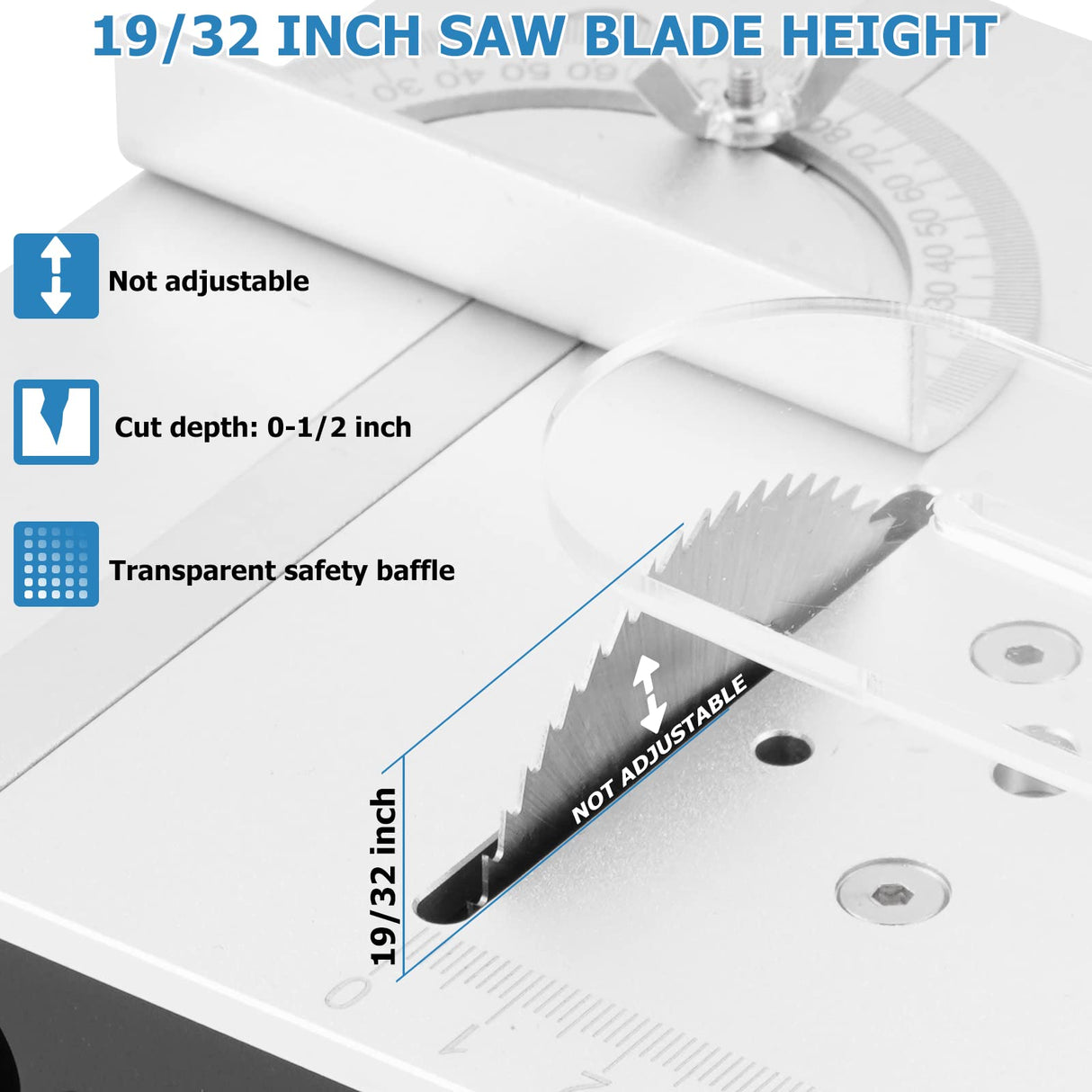 MXBAOHENG Mini Table Saw S2 Portable Precision Table Saws for Crafts, 1/2" Cut Depth, w/ 4 Blades, 96W Adjustable Speed Power Supply, for Wood Metal MXBAOHENG