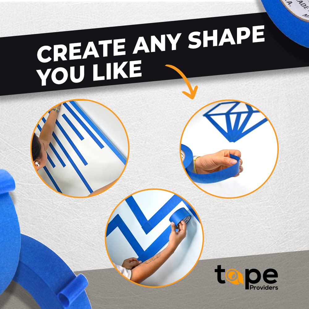 WOD PMT21B Blue Painter’s Tape - 2 inch x 60 yds. Thick & Wide Masking Tape for Safe Wall Painting, Building, Remodeling, Labeling, Edge Finishing WOD Tape