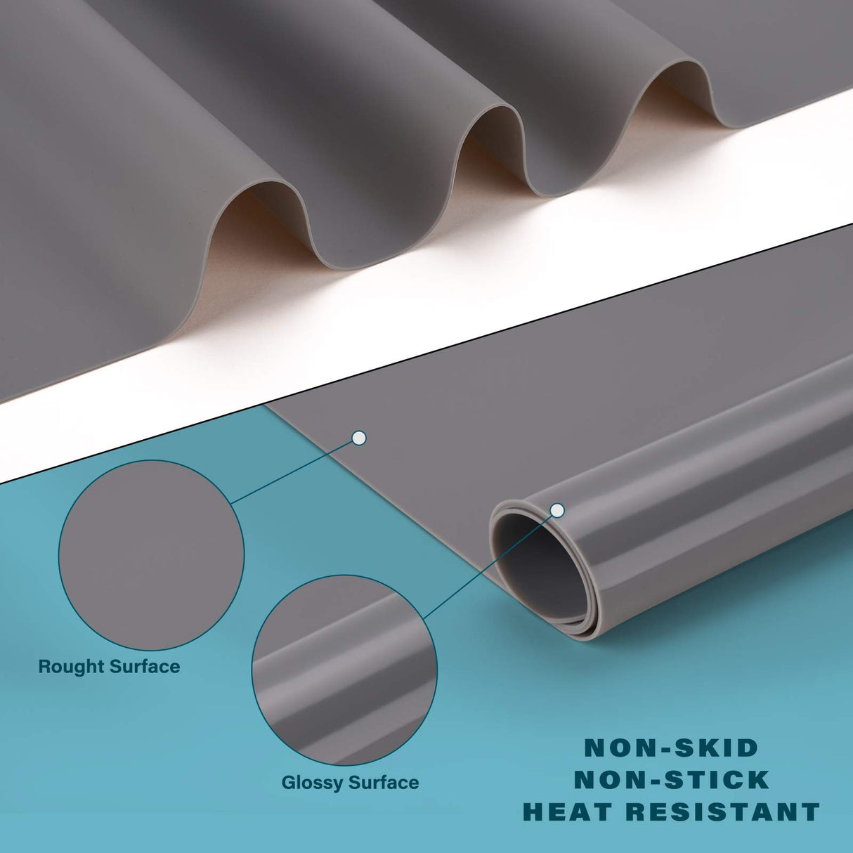 Gartful Silicone Mat Dark Grey 25.2" x 17.7", Silicone Craft Sheet Large, Silicone Pad Desk Work Mat, Countertop Protector, Table Placemat, Resin Gartful