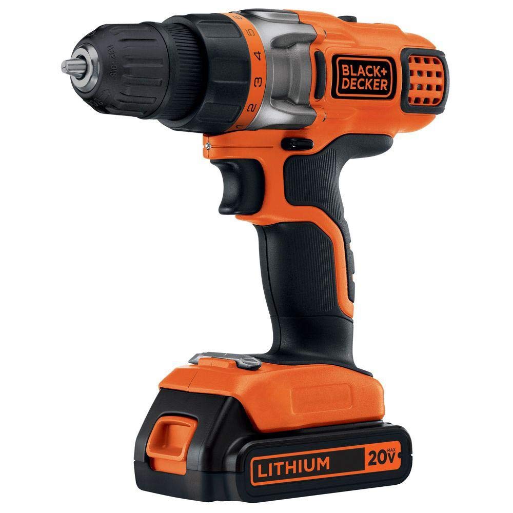BLACK+DECKER 20V MAX Cordless Drill Driver with Battery and Charger, LED Work Light (LDX220C) BLACK+DECKER