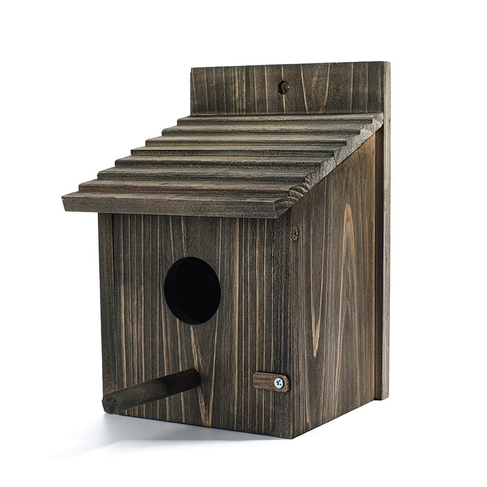 NATUREYLWL Wooden Bird House Wood Bird House for Outside with Pole for Finch, Bluebird, Cardinals, Hanging Birdhouse Garden Country Cottages NATUREYLWL