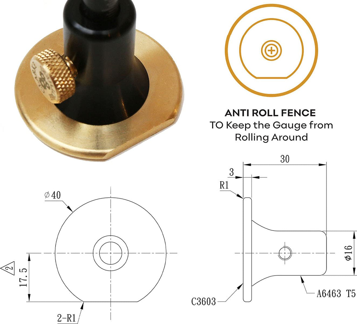 TUMEYET Wheel Marking Gauge - Woodworking Scriber Kit With 2 Replacement Cutters Wood Tools Graduated Inch & MM Scale Solid Metal Bar Scribe Tool For clarke Brothers