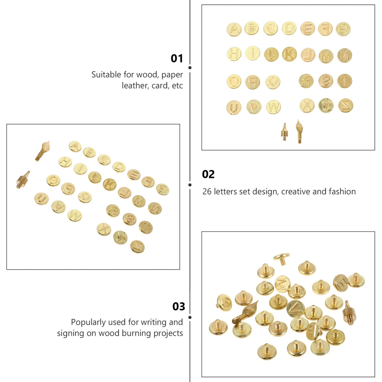 Versatile 28-Piece Copper Letter Soldering Iron Set for Wood and Leather Branding Healifty