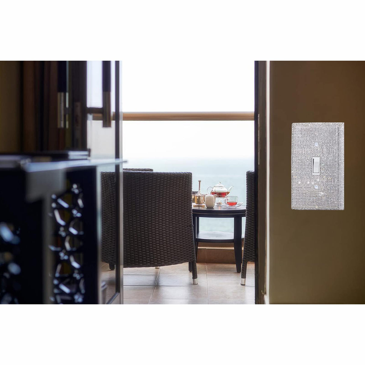 Gaocai Shiny Silver Rhinestones Wall Plates Light Switch Cover Plate Decorative Wall Plate Single Toggle Gaocai