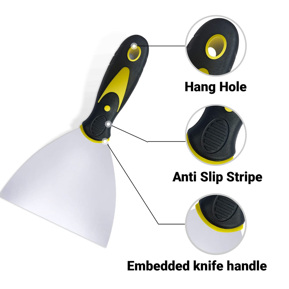 5 Pack Putty Knife Scraper, 1" 2" 3" 4" 5" Putty Knife Set, Stainless Steel Putty Knife Scraper, Wallpaper Scraper Paint Scraper Tool for Spreading Romeda