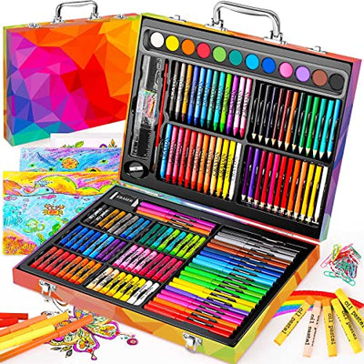 Soucolor Arts and Crafts Supplies, 183-Pack Drawing Painting Set for Kids Girls Boys Teens, Coloring Art Kit Gift Case: Crayons, Oil Pastels,